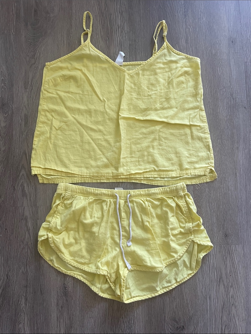 Pact Yellow Cotton Pajama Tank & Shorts Pajama Set - Medium